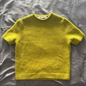 Zara NWOT green wool short sleeved sweater blouse